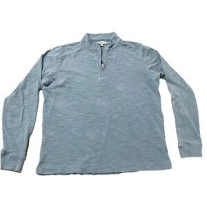 Peter Millar Sweater Men Medium Blue 1/4 Zip Pullover Knit Mock Neck Slub Knit